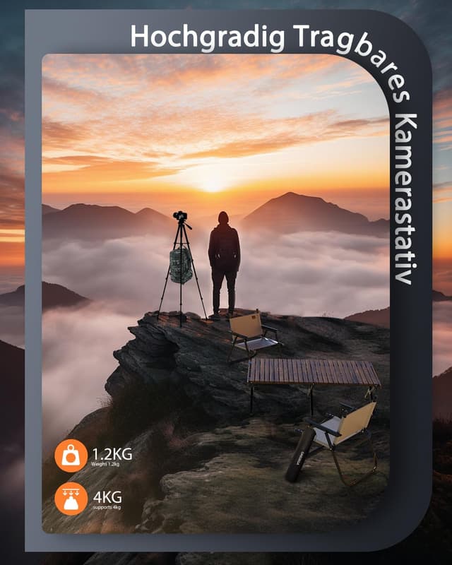 Detalle de SHUTSMI 184 cm Kamerastativ (leicht, 360° Kugelkopf) mit Tragetasche