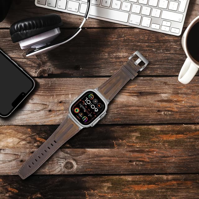 Thumbnail 6 de Genuine leather Apple Watch strap 49mm