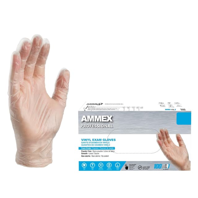 Detalle de AMMEX Clear Vinyl Exam Gloves 3 Mil