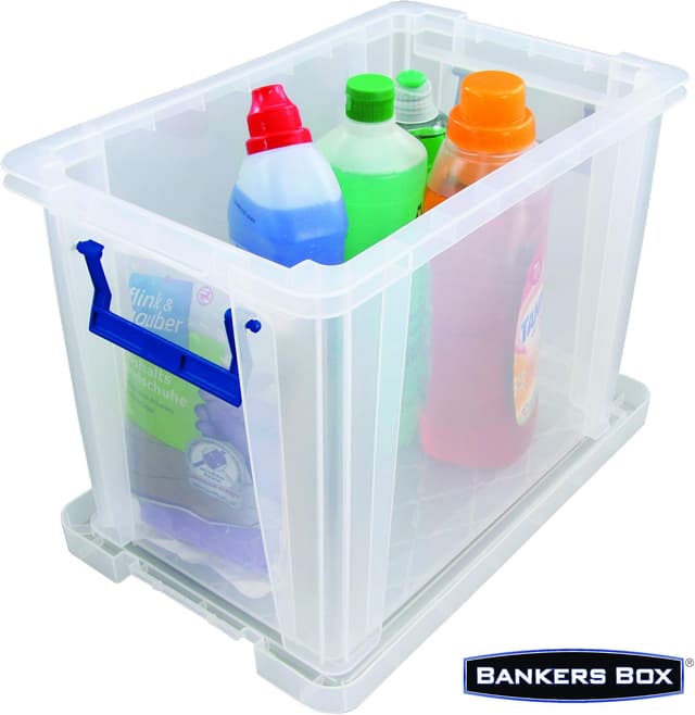 Detalle de Bankers Box ProStore scatola porta oggetti in plastica trasparente con coperchio, 18,5 litri, impilabile