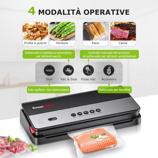 Detalle 2 de Bonsenkitchen Macchina per sottovuoto con cutter integrato e tecnologia Globefish