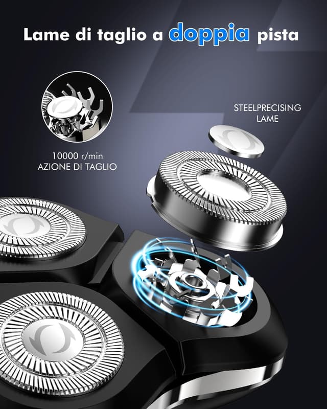 Thumbnail 2 de ETROBOT Rasoio Elettrico 3‑in‑1 per Barba e Capelli, IPX7 ✂