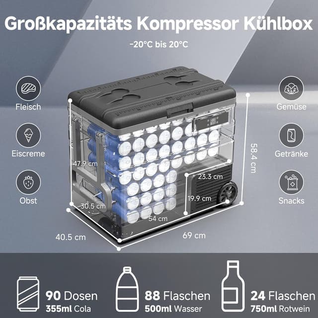 Detalle 1 de AAOBOSI Kompressor-Kühlbox 65 l mit App