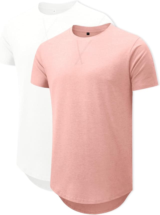 Thumbnail 6 de Comdecevis Men’s 2-Pack Cotton Crewneck T-Shirts (Longline, Hipster/Hip Hop Style)