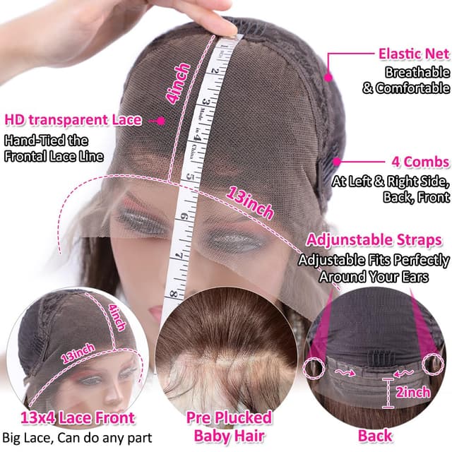 Detalle 2 de Hermosa 13x4 Chocolate 4# Human Hair Wig