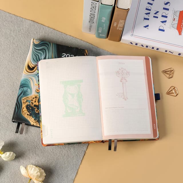 Detalle de Agenda 2026 A5 “Giorno per pagina” nero con planner giornaliero e mensile