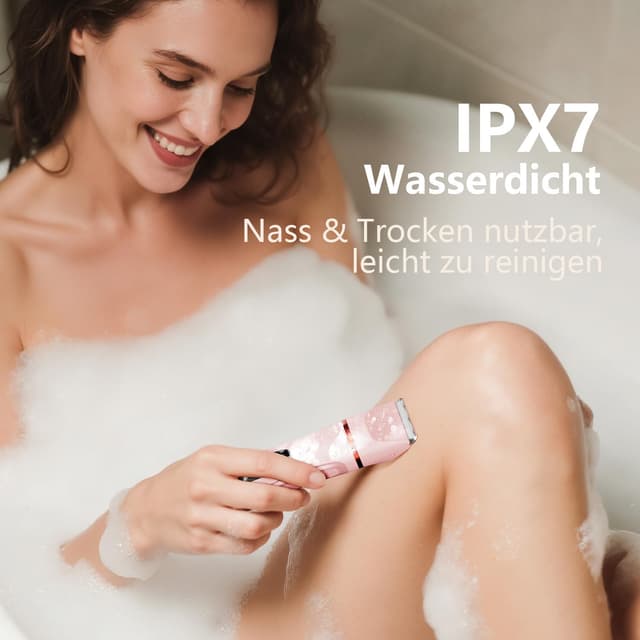 Detalle de Elektrischer Intimrasierer für Frauen (2-in-1) mit 2 austauschbaren Köpfen, IPX7, LED-Display