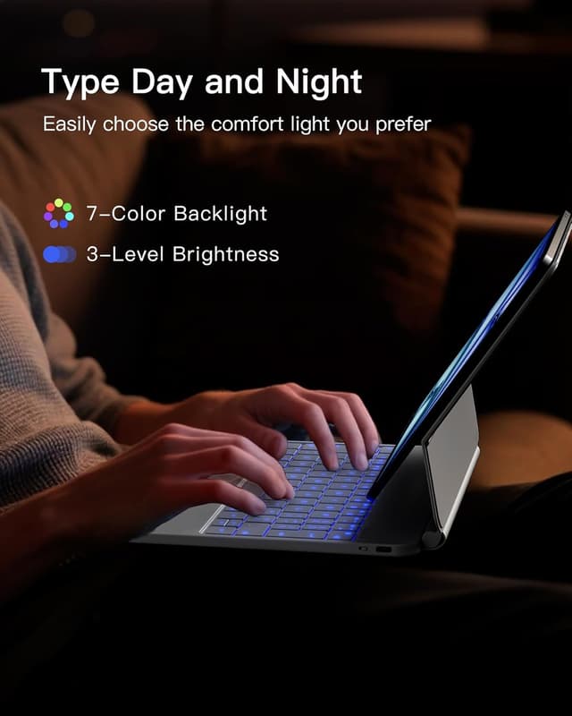 Detalle 2 de Inateck iPad magnetic keyboard case 130° stand