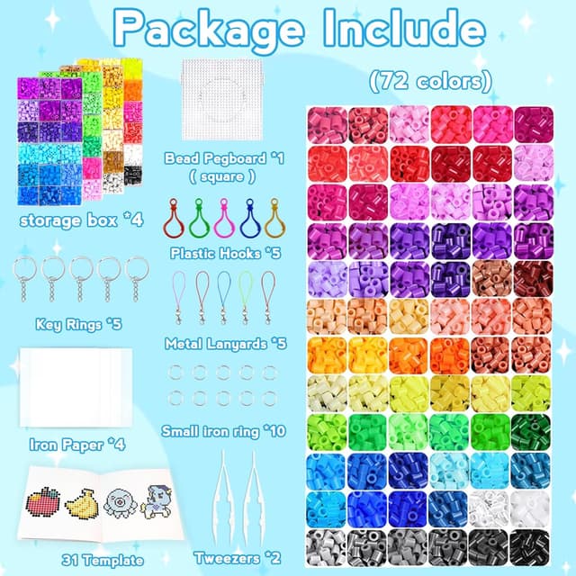 Detalle 2 de KIFHCMPR Bügelperlen Set 72 Farben, 5 mm