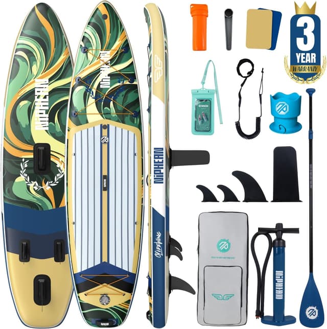 Detalle de Niphean (Extra Large) Inflatable Paddle Board (SUP) for 2+1 People with StabilTrac Fin and Accessories