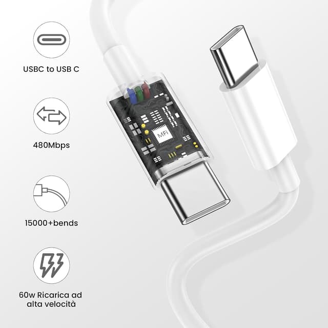 Thumbnail 3 de Caricabatterie PD 20W con cavo USB C 2m per iPhone e iPad