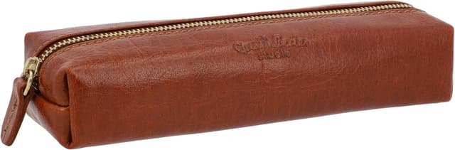 Detalle de Gusti Leder studio Peter astuccio in vera pelle marrone impermeabile, stile vintage