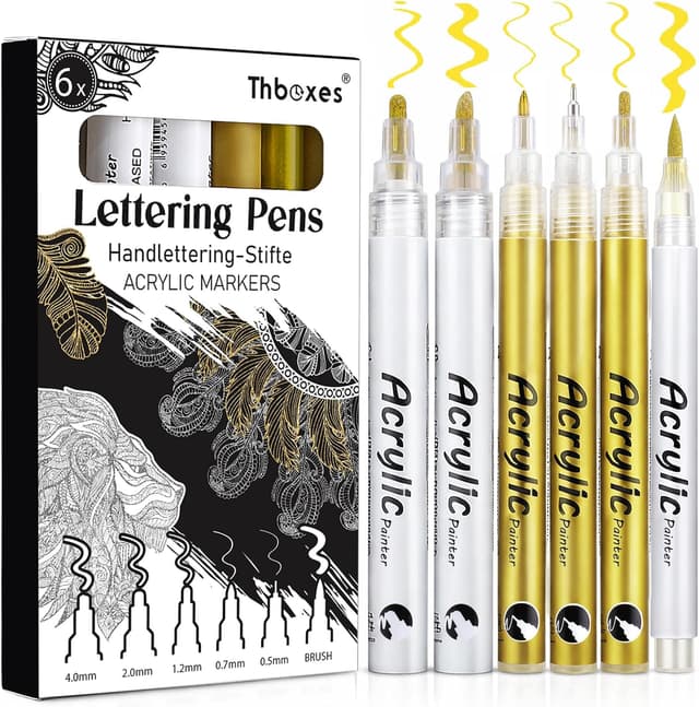 Thumbnail 6 de Thboxes 6 Stück Weiße Acrylic Marker 6er Set