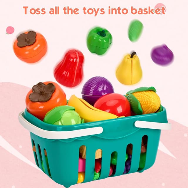 Detalle 2 de 200Pcs Mini Play Kitchen Accessories Set for Kids (Pretend Cooking Playset) — Cookware, Tableware, and 2 Fruit Sets, Pink