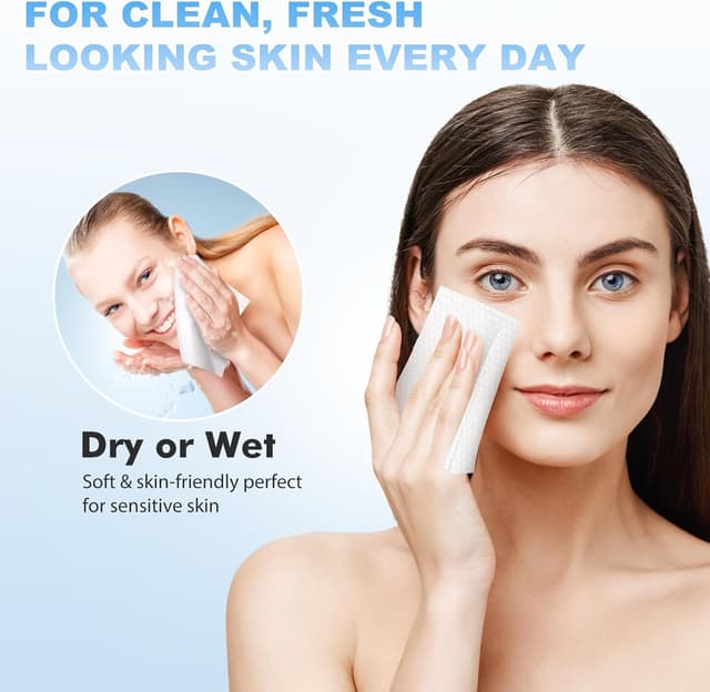 Detalle de Disposable Face Clean Towels XL (10 x 12 inches) – 50 Count 4 Pack for Makeup Removal & Cleansing