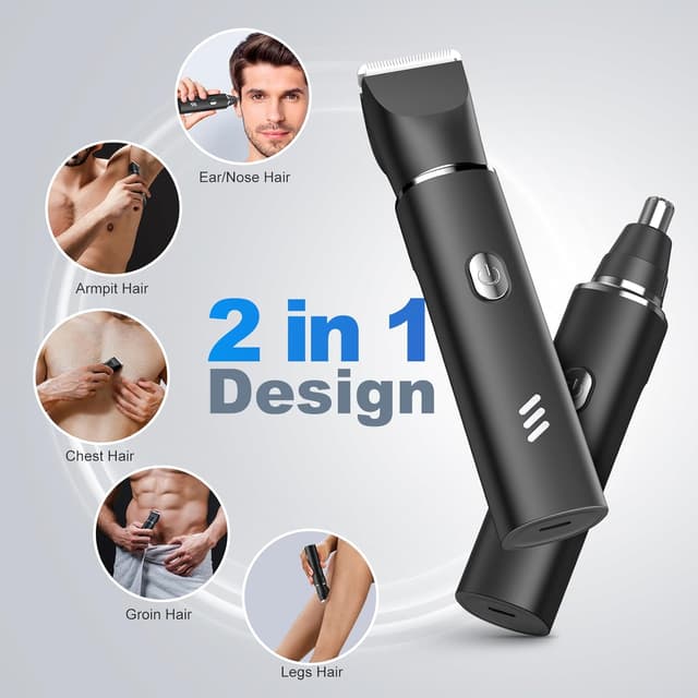 Detalle 2 de Body Hair Trimmer Men 2-in-1 Grooming Kit 🪒