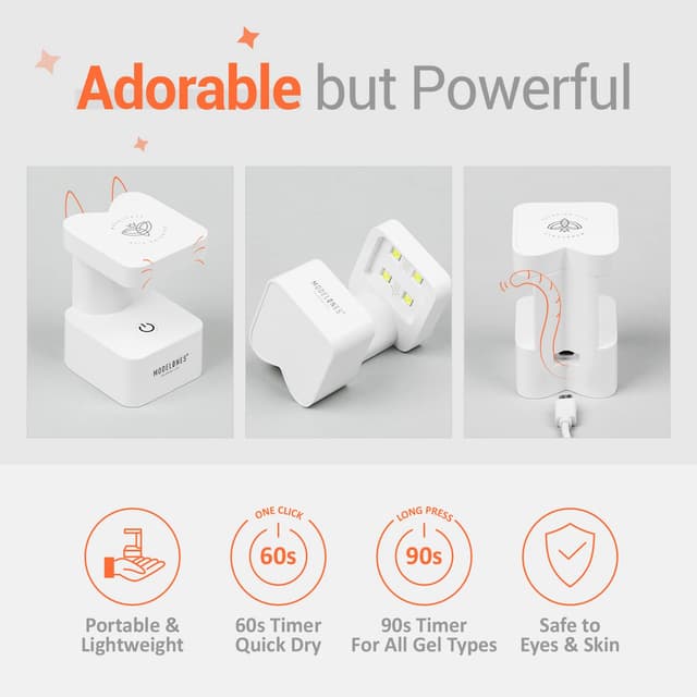 Detalle de modelones Mini UV Light for Gel Nails (2 Timer Modes, USB Portable LED Lamp)