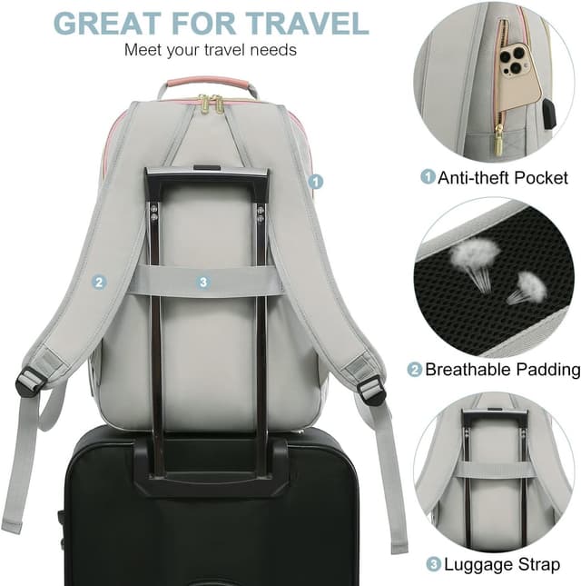 Detalle de LOVEVOOK Laptop Backpack for Women with USB Port, Waterproof Anti-theft Rucksack (up to 15.6-inch)