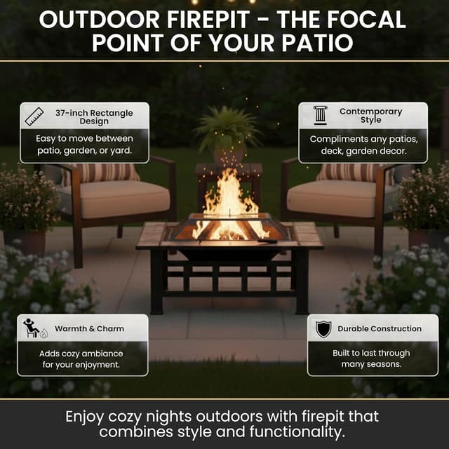 Thumbnail 1 de Pure Garden 37โ Marble Fire Pit ๐ช