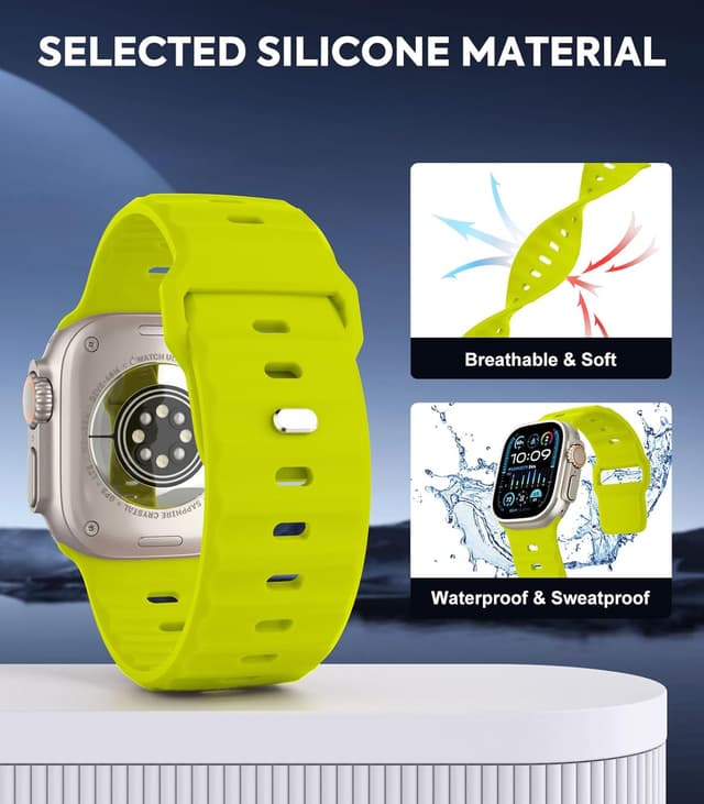 Detalle 2 de MoKo Ocean Bands Silicone Replacement Watch Strap for Apple Watch Ultra 2 & Series 9/8/7/6/5/4/3/SE (49mm to 42mm)