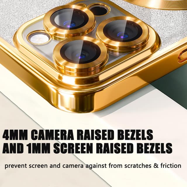 Detalle de Misscase Magnetic Glitter Case for iPhone 13 Pro Max (MagSafe Compatible) — Gold