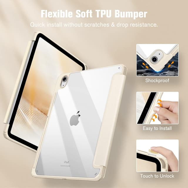 Detalle 2 de Fintie Hybrid Hülle für iPad 11 (A16) / iPad 10.9 (2022) mit Stifthalter – stoßfeste Schutzhülle Starlight