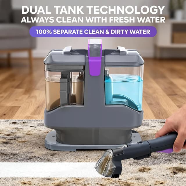 Detalle 2 de X-cotec Lavatappeti 450W 13kPa con doppio serbatoio autopulente e 3 spazzole