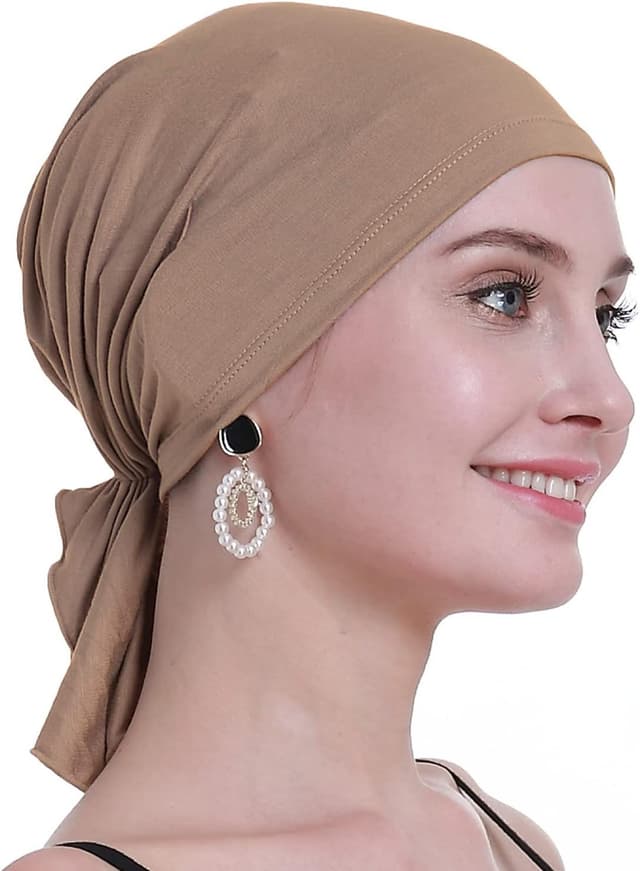 Detalle de Bamboo Chemo Headscarf for Women – Slip-on hair loss headwear with sealed hygiene packaging