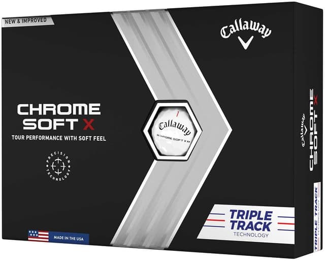 Detalle de Callaway Chrome Soft X Golf Balls (Triple Track, Yellow) for high-speed spin and control