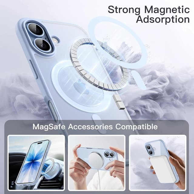 Detalle de Cover magnetica JETech per iPhone 17 da 6,3" compatibile con MagSafe (azzurro nebbia)