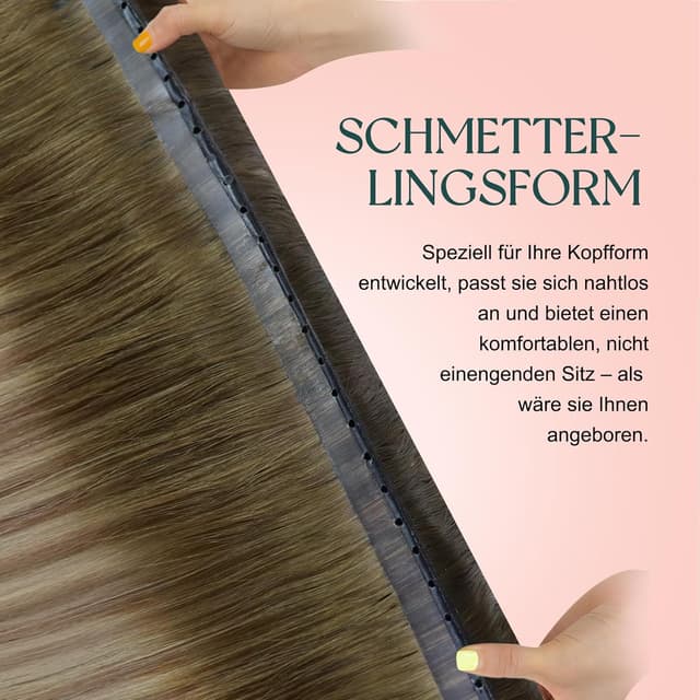 Detalle 2 de Easyouth Butterfly Tressen Echthaar Balayage Weft Extensions (Blond/Dunkelbraun) – für Damen, 80 g