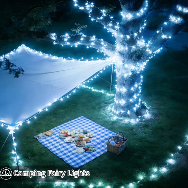 Detalle de 120M 1000 LED Outdoor Fairy Lights Plug-in with Remote Timer, Waterproof IP44, 8 Modes – Cool White