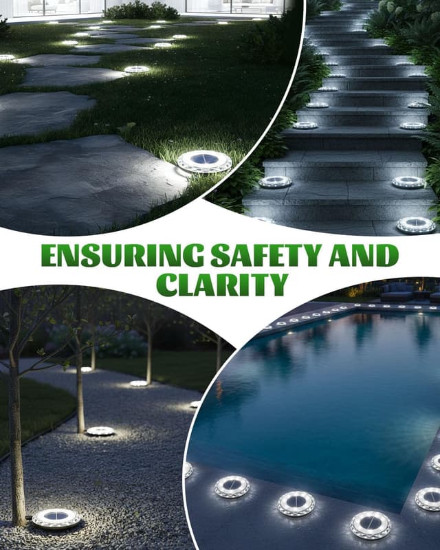 Thumbnail 6 de Airoieak Solar Garden Stake Lights (IP68, 8 LEDs) – 12 pack cool light pathway & lawn illumination