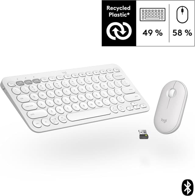 Detalle 2 de Logitech Pebble 2 Combo QWERTY US Internacional, blanco