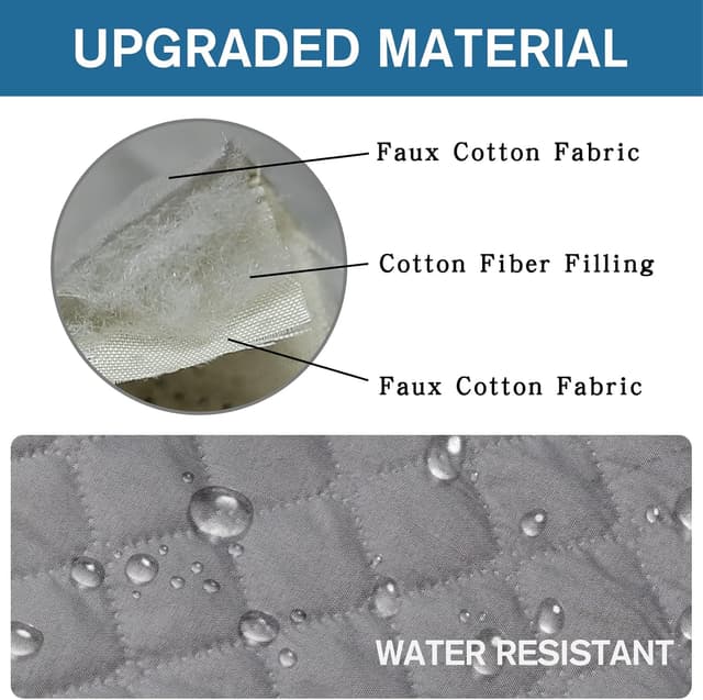 Detalle 1 de XINEAGE Quilted Sofa Covers 3 Seater (Light Grey) – water resistant, reversible sofa protector with elastic straps