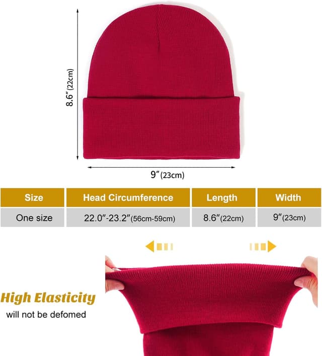 Detalle de Malaxlx satin-lined knit beanie hat – soft warm slouchy winter skull cap