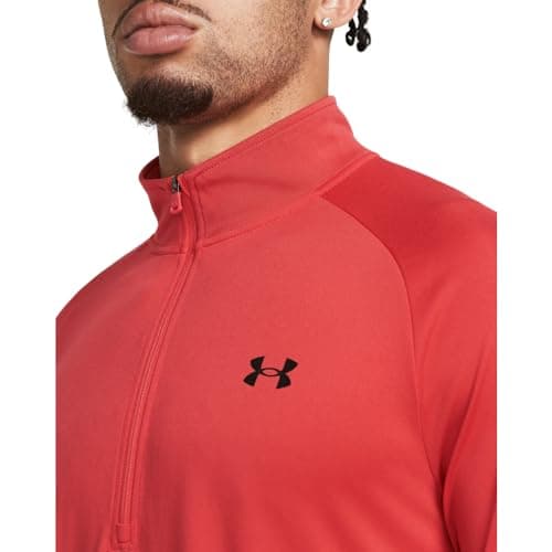 Thumbnail 2 de Under Armour UA Tech 2.0 1/2 Zip Camiseta de manga larga para hombre, camiseta con cremallera media de secado rápido, color rojo/negro
