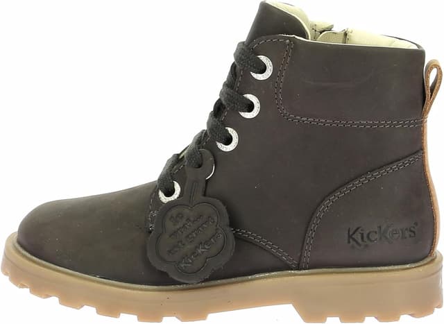 Detalle de Kickers Mixte Enfant Bluck Bottine en cuir, lacets et zip