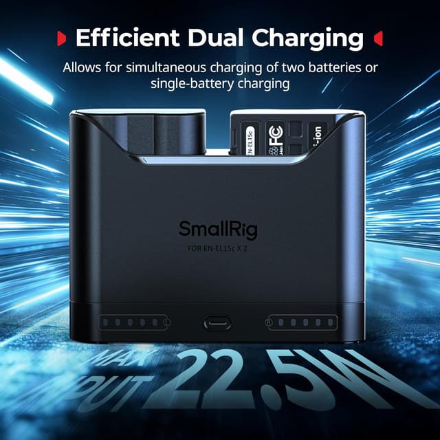 Detalle 2 de SmallRig EN-EL15c Battery Charger (Dual Slot) with 22.5W USB-C for Nikon Z & D series