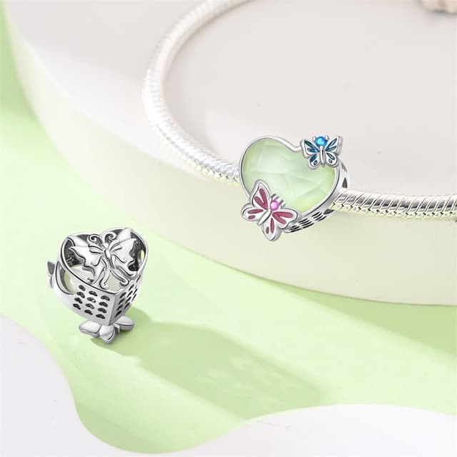 Detalle 2 de KUNSIR Charm-Anhänger Damen aus 925 Sterling Silber mit Zirkonia (für Armband- und Halsketten-Charm-Systeme, C5)