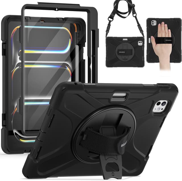 Thumbnail 6 de Étui BRAECN avec coque de protection, support rotatif 360° et dragonne pour iPad Pro 12,9 pouces (6e/5e/4e/3e génération, 2022/2021/2020/2018) – Rouge