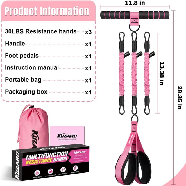 Thumbnail 6 de KUZARO Upgraded Pedal Resistance Bands 30–90 lb