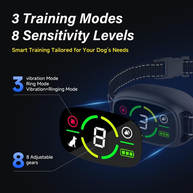 Detalle de Collier anti-aboiement rechargeable pour chien (4 modes, 5 niveaux) étanche IP67