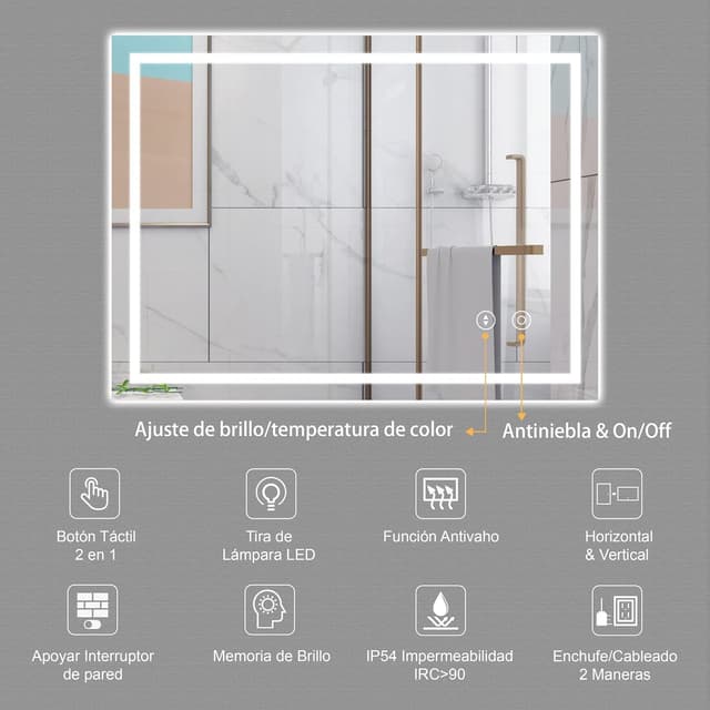 Thumbnail 2 de Dripex Espejo de Baño LED 60x80 antivaho