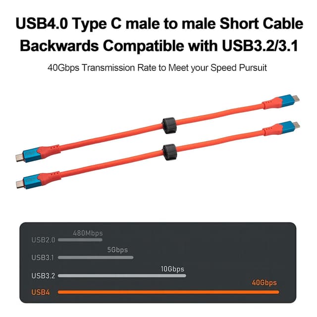 Thumbnail 6 de Leehitech USB4/Thunderbolt-4 Kabel (40 Gbit/s, 240 W, Orange) – USB‑C auf USB‑C, 1 m