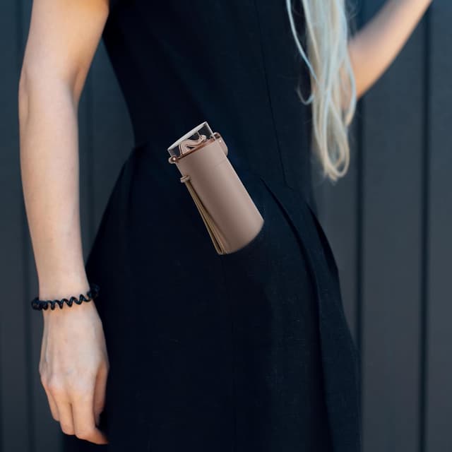 Thumbnail 6 de Exllena Small Water Bottle 270ml with Straw (Brown) – leak-proof flask with one-hand opening