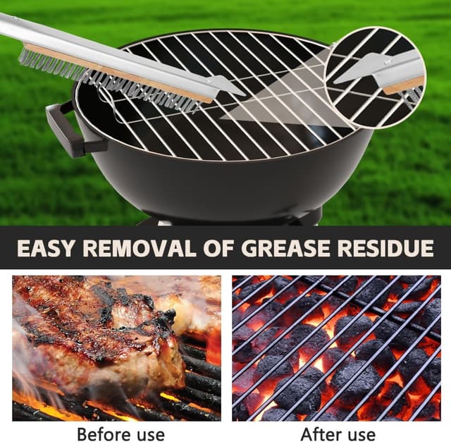 Thumbnail 6 de OFFCUP Spazzola da forno per pizza con raschietto, 56 cm (setole in acciaio inox e manico in legno)