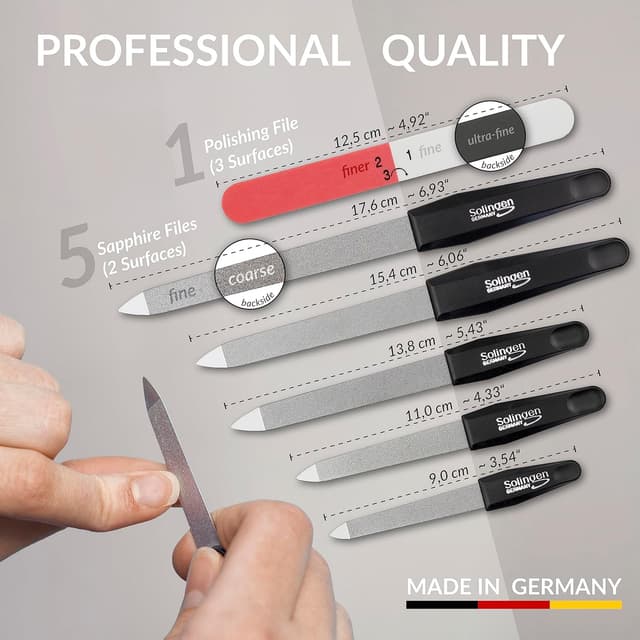 Detalle de marQus Saphir-Nagelfeilen Set (SIX-Päck) mit grober und feiner Seite & Polierer aus Solingen