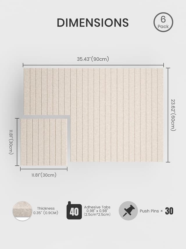 Detalle de Bumusty felt cork board alternative tiles (6-pack) for offices, classrooms and home