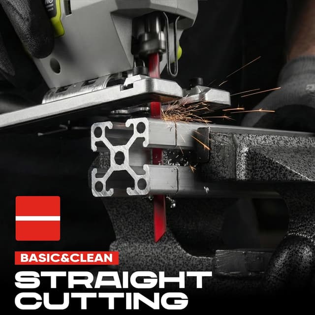 Detalle de EZUVITA 25-Piece T‑Shank Jigsaw Blade Set with Storage Case for Wood, Plastic and Metal